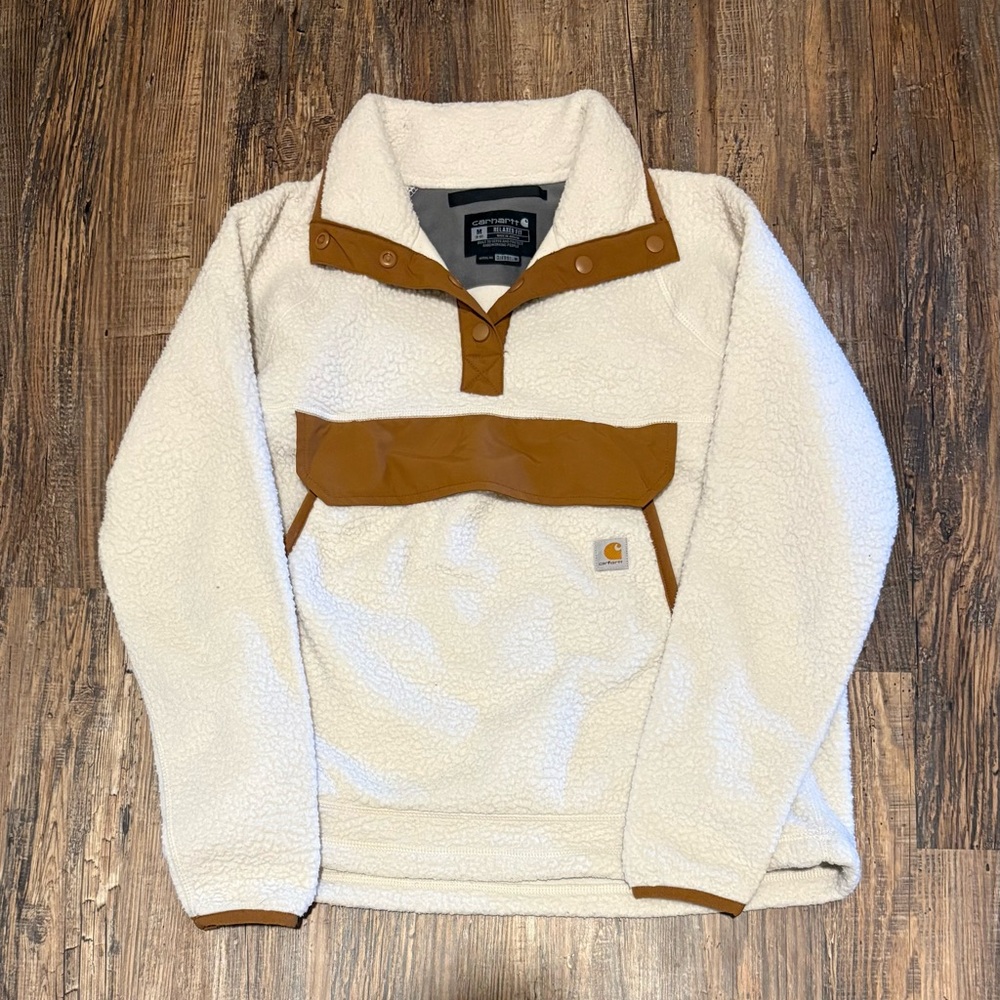 Carhartt Cream and Brown Fleece Jacket